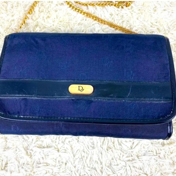 Christian Dior Canvas Clutch Purse with Chain - Picture 1 of 7